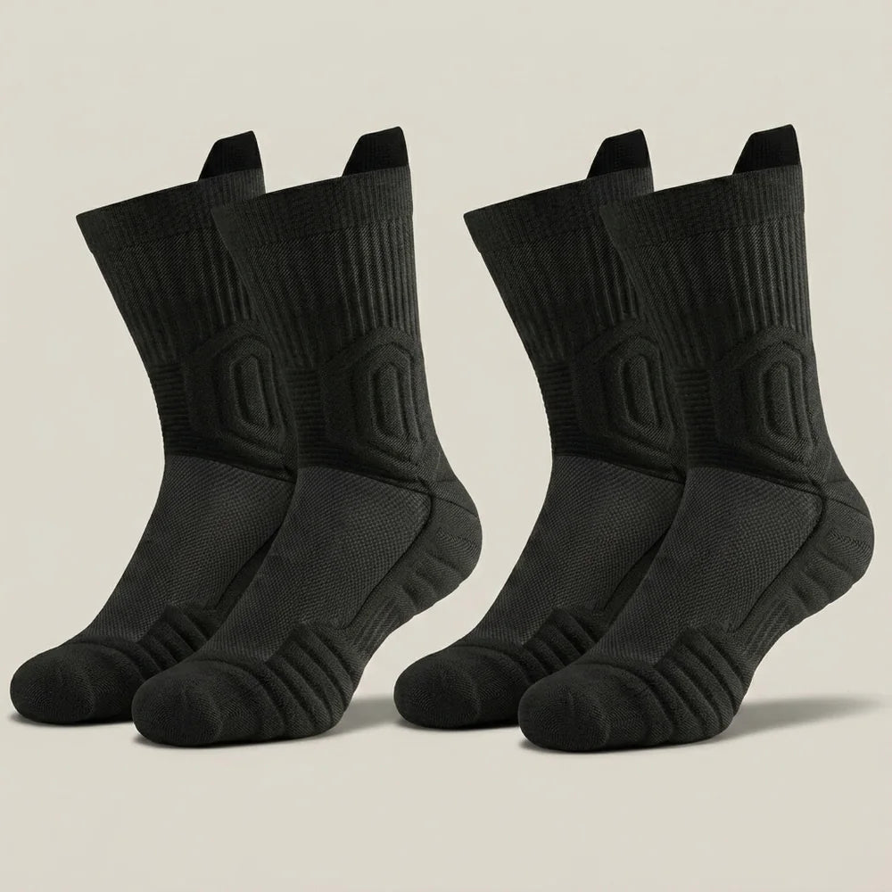 Wooten SlabProof Tech work socks, 4-pack (buy 2 get 2 free), black cushioned crew