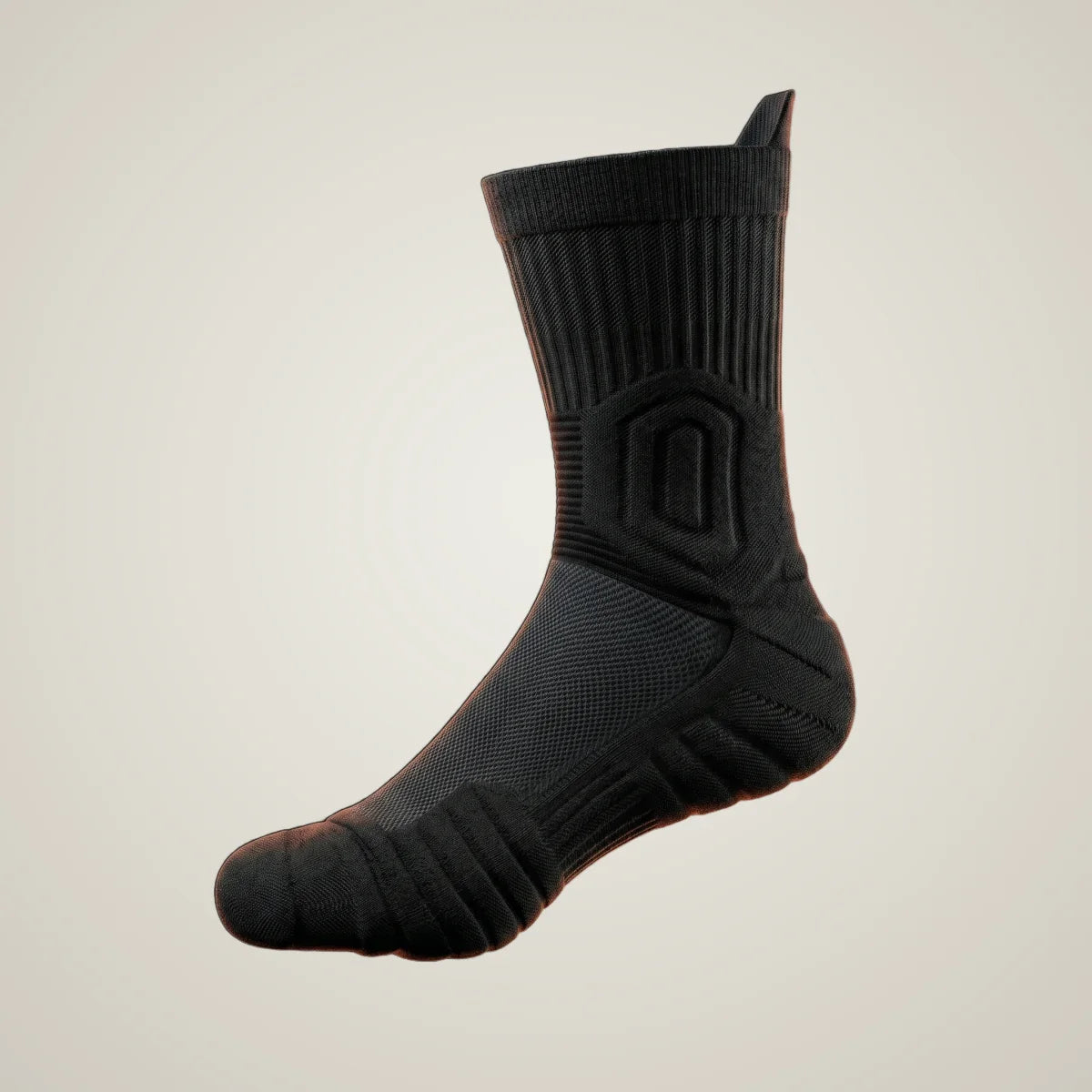 The SlabProof Tech Sock, showing the zoned cushion, reinforced heel and toe, and vented mesh